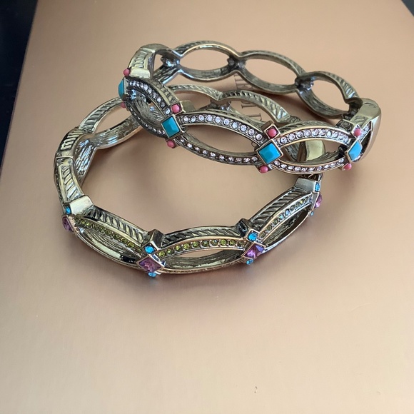 Heidi Daus Set Crystal Bangle Bracelets SZ M - Picture 3 of 16